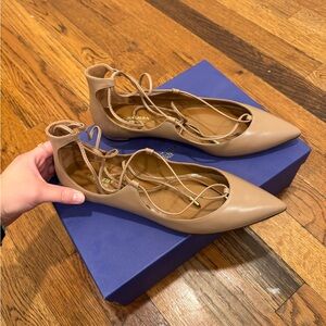 Aquazzura
Beige Leather Christy Flats.